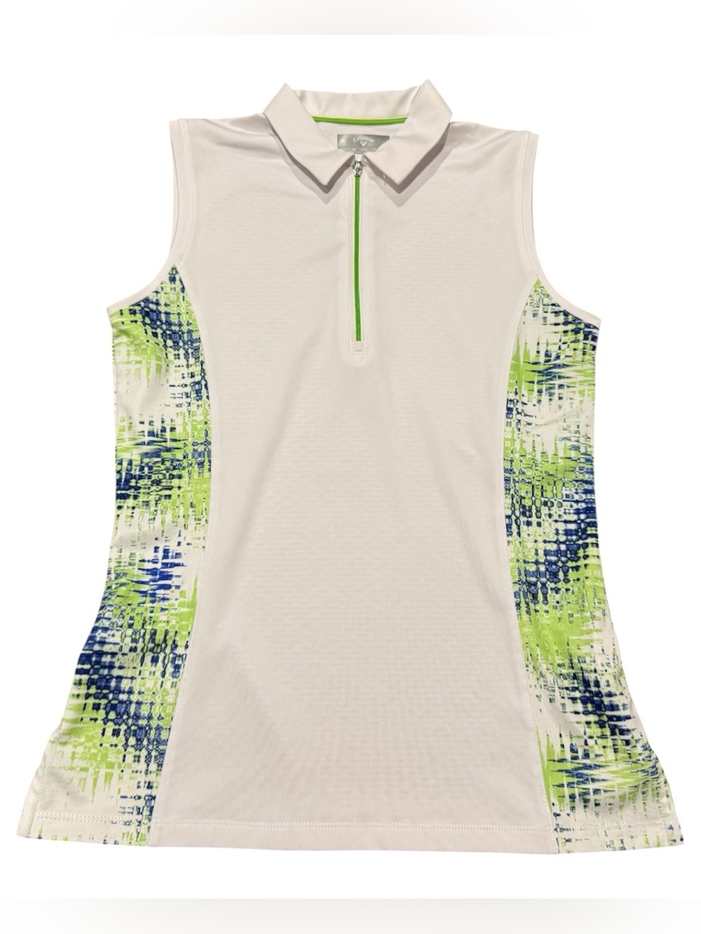 Callaway Women's Sleeveless Golf Polo quarter-zip White Green Women’s Size XS